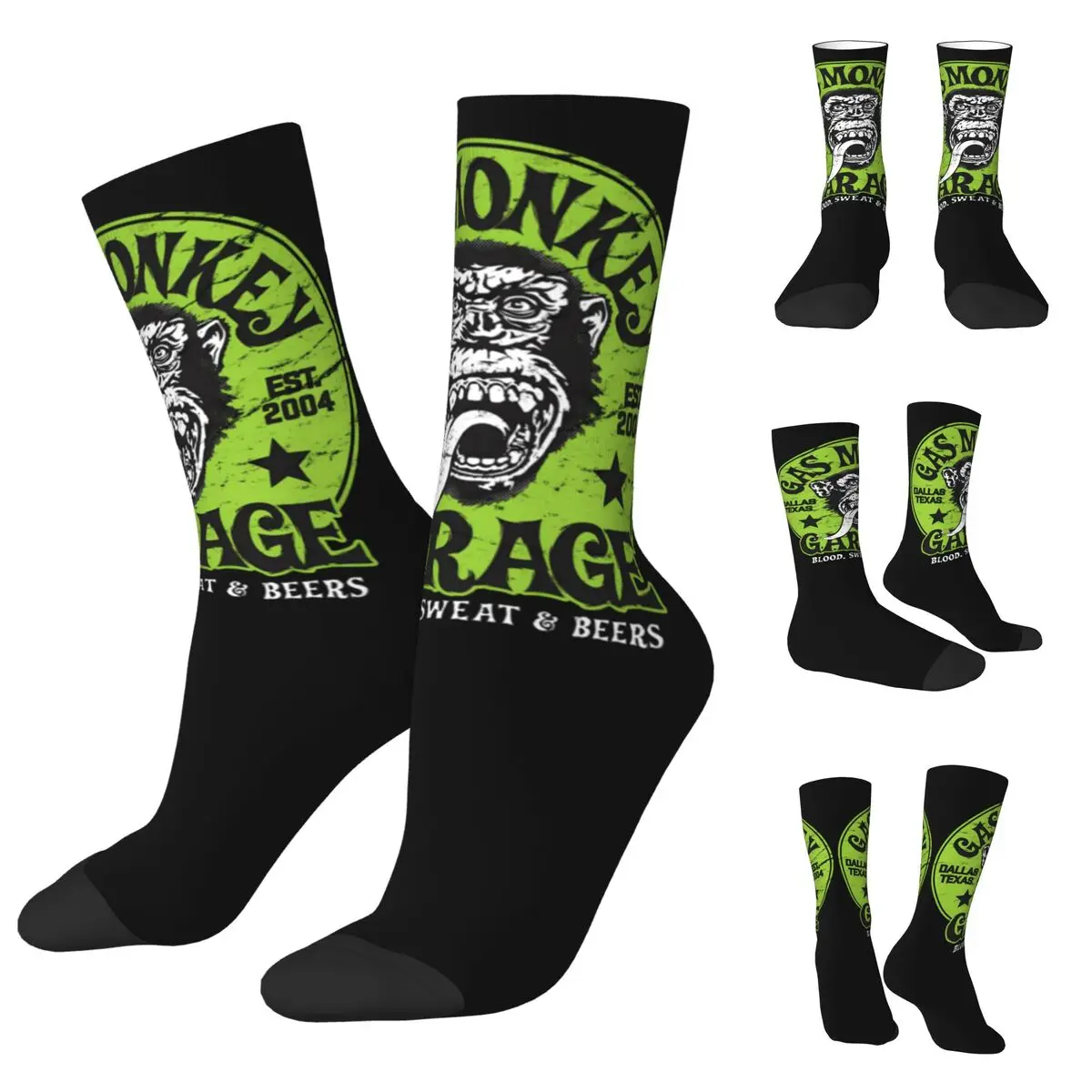 Gas Monkey Garage cosy Unisex Hiking Happy 3D printing Street Style Crazy Socks