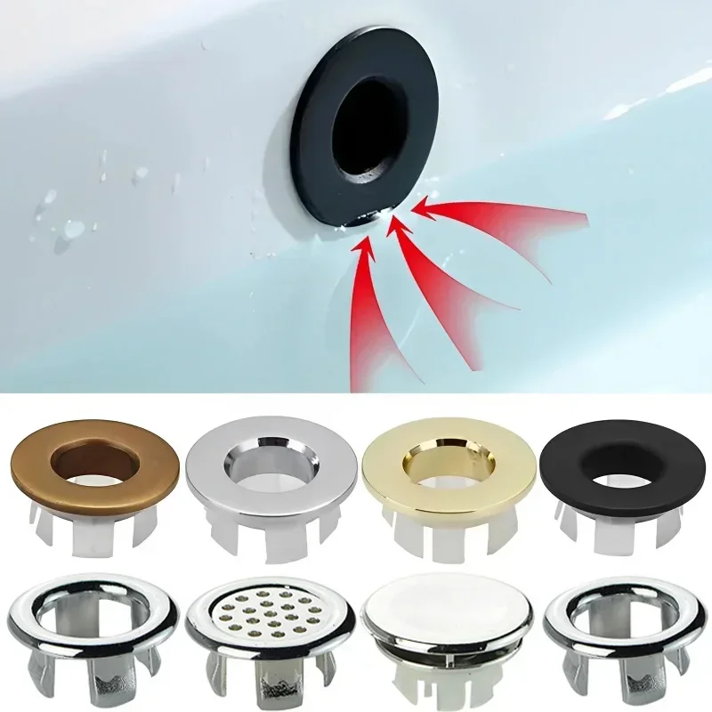 Faucet Sink Overflow Cover Sturdy Wash Basin Overflow Ring Kitchen Bathroom Basin Trim Bath Sink Round Hole Hollow Overflow Cap