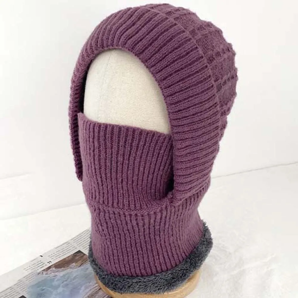 

Повседневная теплая кепка с капюшоном и шеей, ветрозащитная эластичная зимняя пуловерная кепка, защита ушей, защита от холода, мужской шлем, шапка для велоспорта