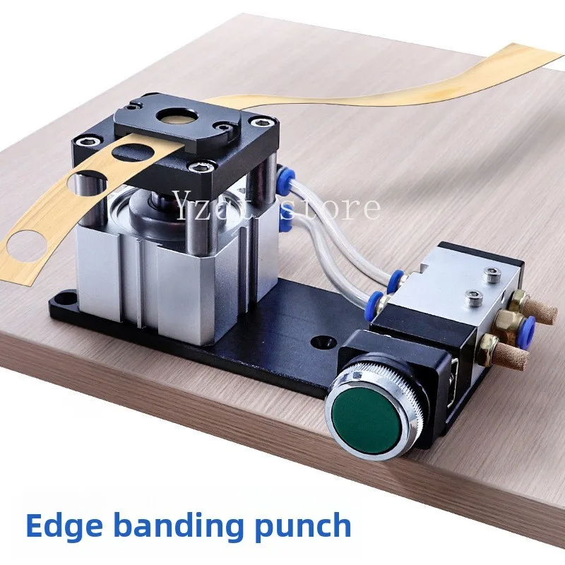 Pneumatic edge banding puncher Three-in-one hole Round sticker punching machine Edge banding belt punching