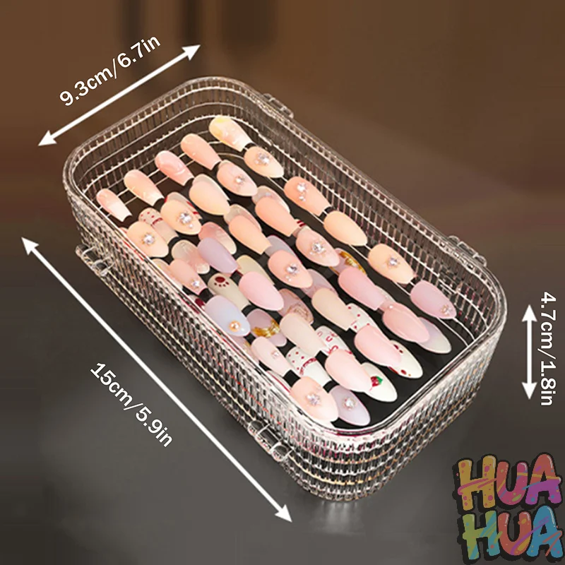 HUA ثلاثة أضعاف الصحافة على شفافة مسمار رف شاشة البلاستيك مسمار صندوق تخزين الضغط على مسمار المنظم لعرض الأظافر كاذبة