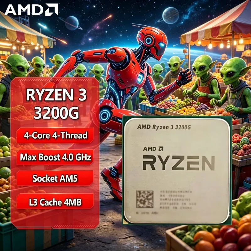 CPU para Juegos AMD Ryzen 3 3200G R3 3200G 3.6GHz (4.0GHz) 4C4T, Gráficos Vega 8, 65W, AM4