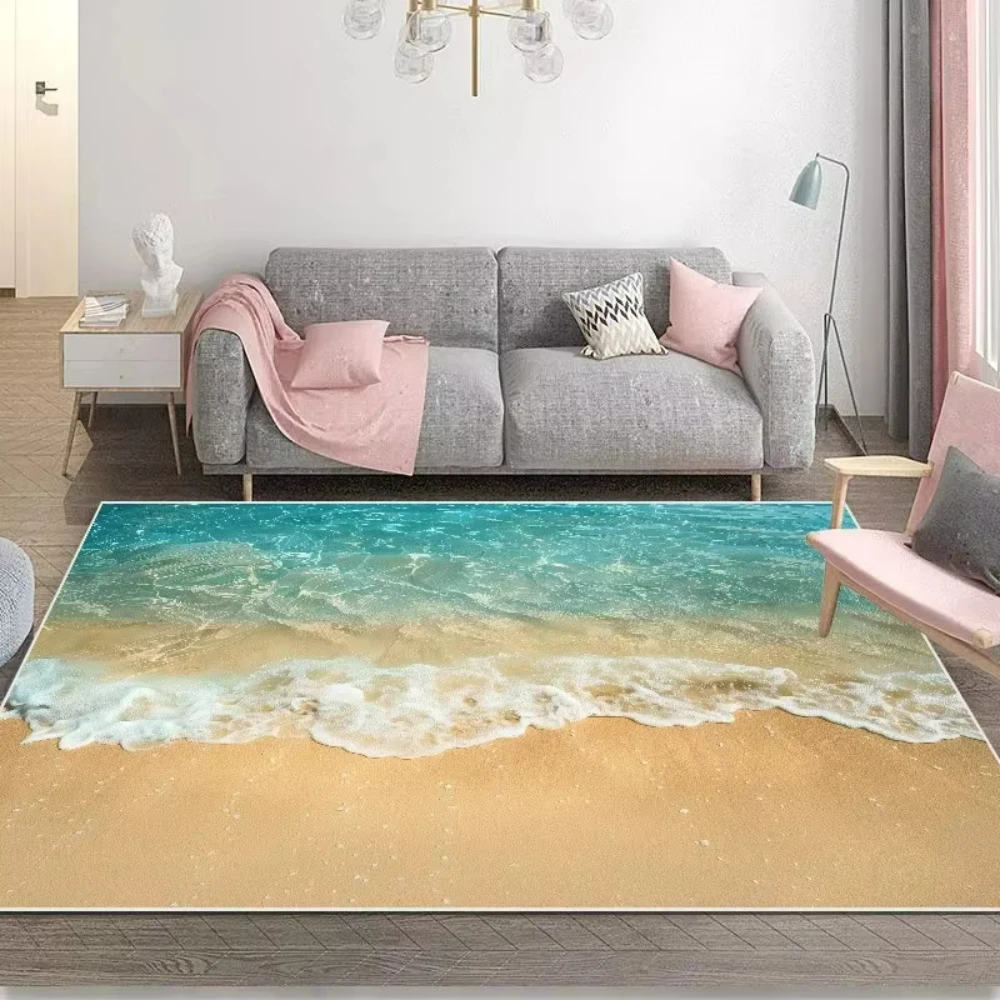 

Beach Wave Theme Carpet for Living Room Decor Lounge Sofa Rug Home Bedside Rug Balcony Kitchen Table Floor Mat Kid's Play Mat