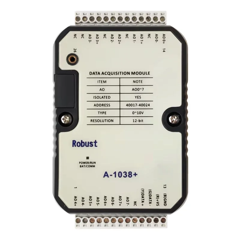 8AO Isolation Analog Module with RS-485 Port Modbus RTU Protocol(A-1038+)