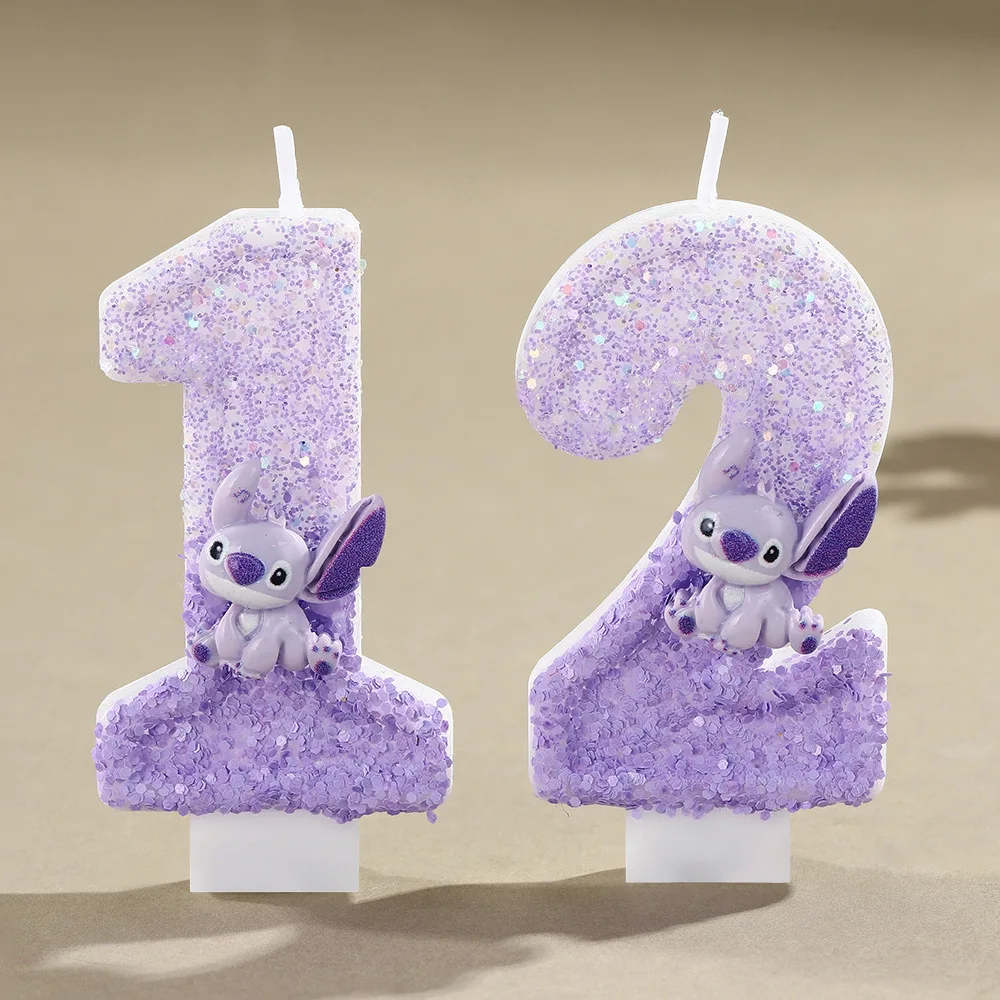 Lila Glitzer Stich digitale Kerze handgemachte DIY kreative Geburtstag Wunschkerze Party dekorative Kerze
