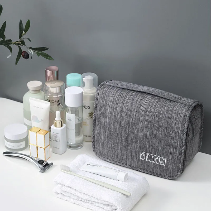 Reise-Make-up-Tasche, hochwertige Aufbewahrungstasche für Toilettenartikel, wasserdichter Reise-Make-up-Organizer, Badezimmer-Kulturbeutel mit Haken – Detail 7