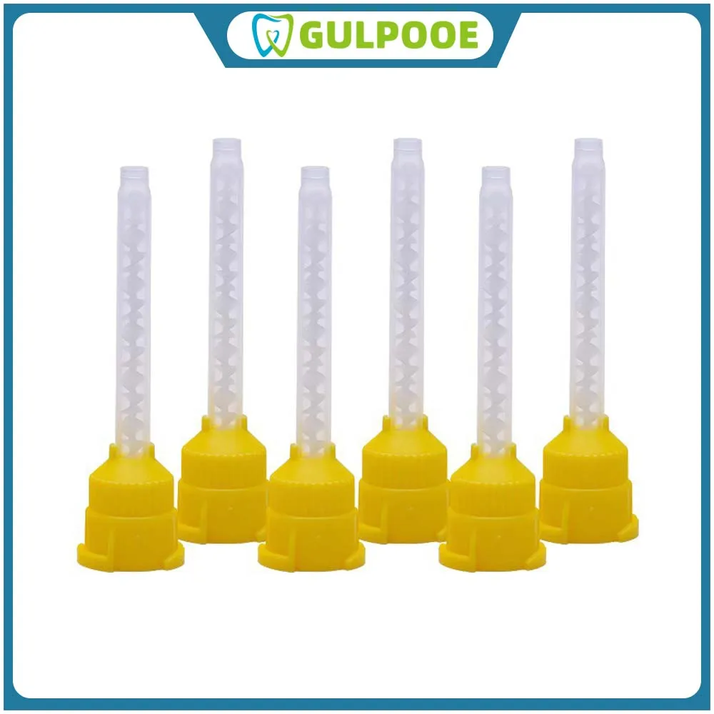 

GULPOOE 50 Pcs/Bag Disposable Dental Impression Mixing Tips Mixing Tube Silicone Rubber Film Dentistry Materials Light Body