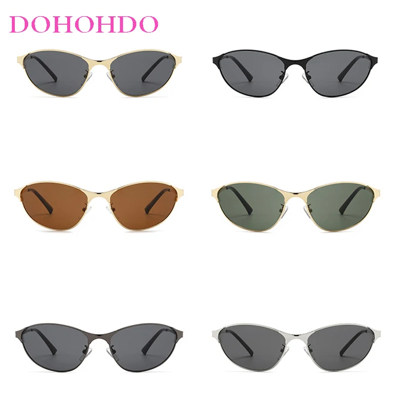 Trendy Punk Y2K Cat Eye Metal Women Sunglasses Fashion 2025 New Men Sunglass Driving Shades Travel Shade Goggles UV400 Lentes