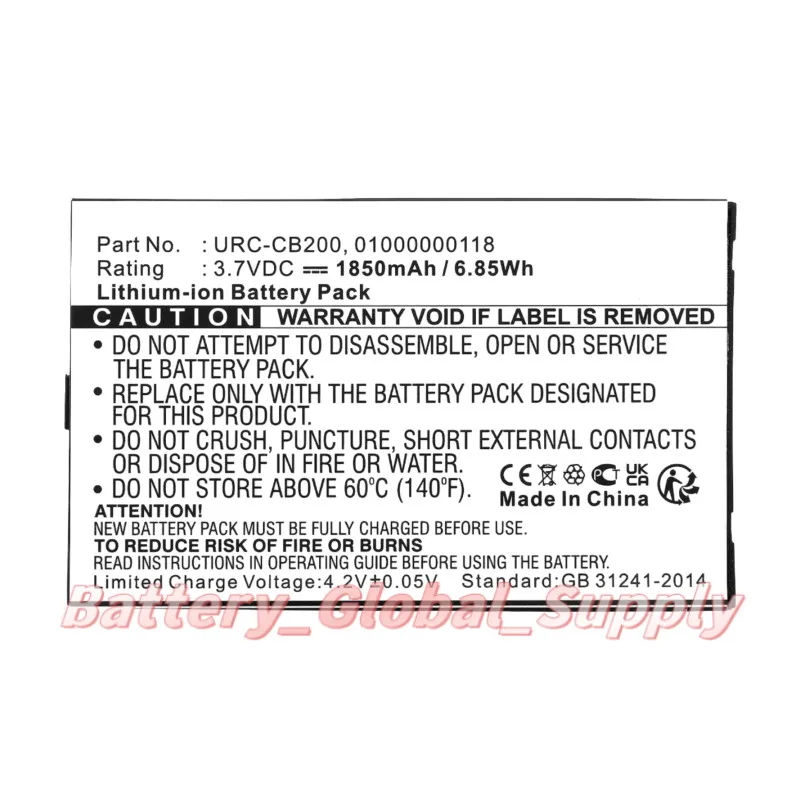 

Battery for 01000000118 URC-CB200 CB200WR1 Controller 200 3.7v 1850mah 1PC-