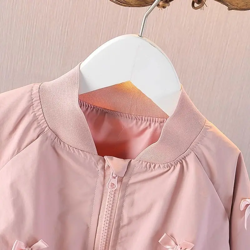 سترة بيسبول للفتيات الصغيرات للربيع والخريف بنمط جديد للأطفال بخصر غير رسمي