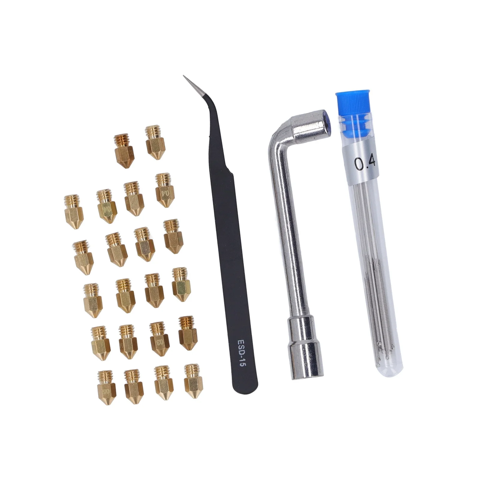 3D Printer Nozzles Set Robust Brass MK8 Extruder Nozzle Kit 0.2 0.3 0.4 0.5 0.6 0.8 1.0mm for Creality Ender