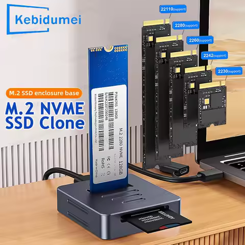 M2 PCIE NVME SSD Enclosure 10Gbps USB3.1 Direct Plug in SSD Adapter Supports SD 2.0 card M.2 Case for 2230/42/60 2280 22110