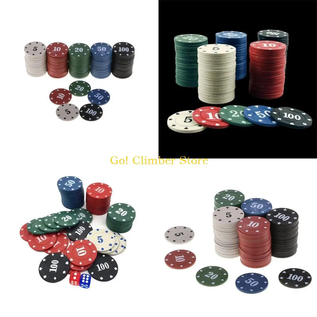 Q84C 100pcs 5 ألوان بلاستيك البوكر رقاقة Chips احترافية كازينو رقائق البوكر الأوروبية