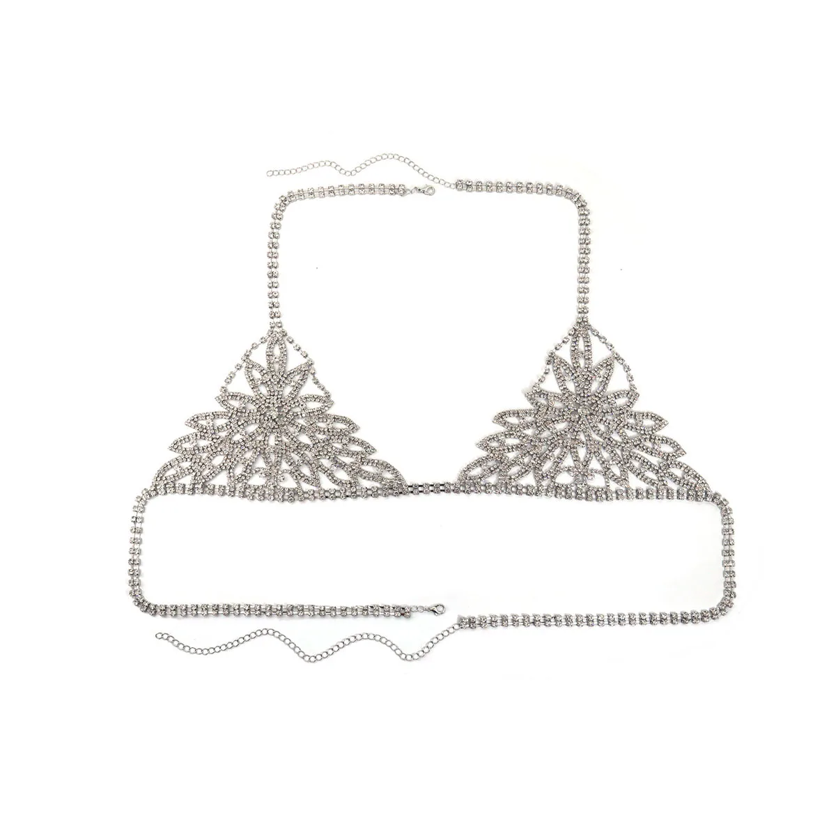 1pc/Women's Crystal Bra Chain Body Jewelry, Sexy Floral Design, Perfect for Summer Parties, Beach, Bar Events, Elegant Accessory