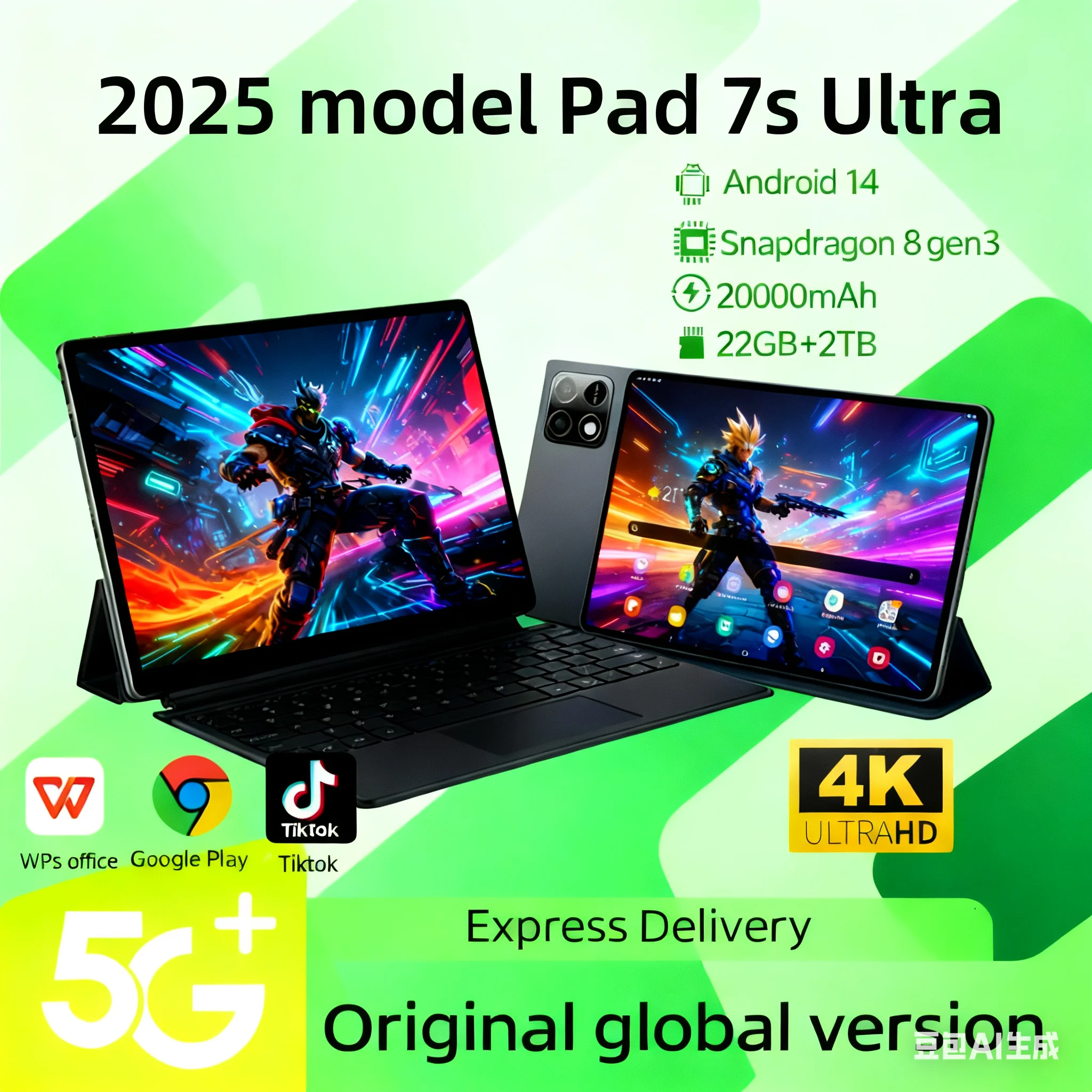 yZ[zIWi2025NV^Pad 7 Pro UltraO[oŃ^ubgPC Snapdragon 8gen3ځAAndroid 14 HD 4KA22GB + 2TBAfASIM 5GWIFIΉ