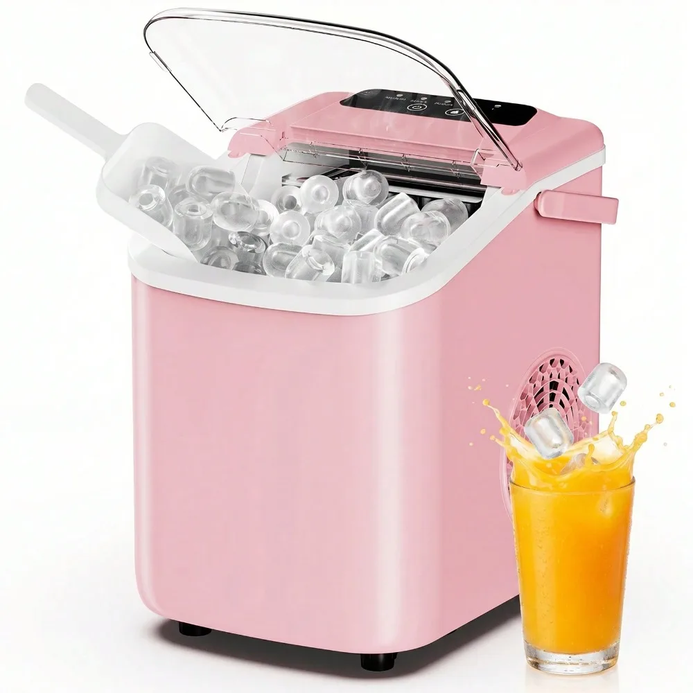 Sweetcrispy Ice Maker Countertop, Ice Machine With Portable Handle, Basket And Scoop, 26lbs Daily, 9 Bullet Cubes In 6~8 Mins, Auto-Cleaning For Home