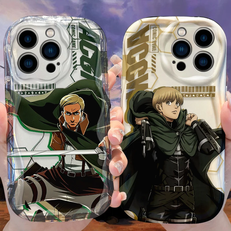 Funda para iPhone 17 16 E 15 14 13 12 Mini 11 Pro Max 8 7 Plus con Diseño de Manga Japonés Ataque a los Titanes, Erwin Smith, Armin Arlert, Wave Covers