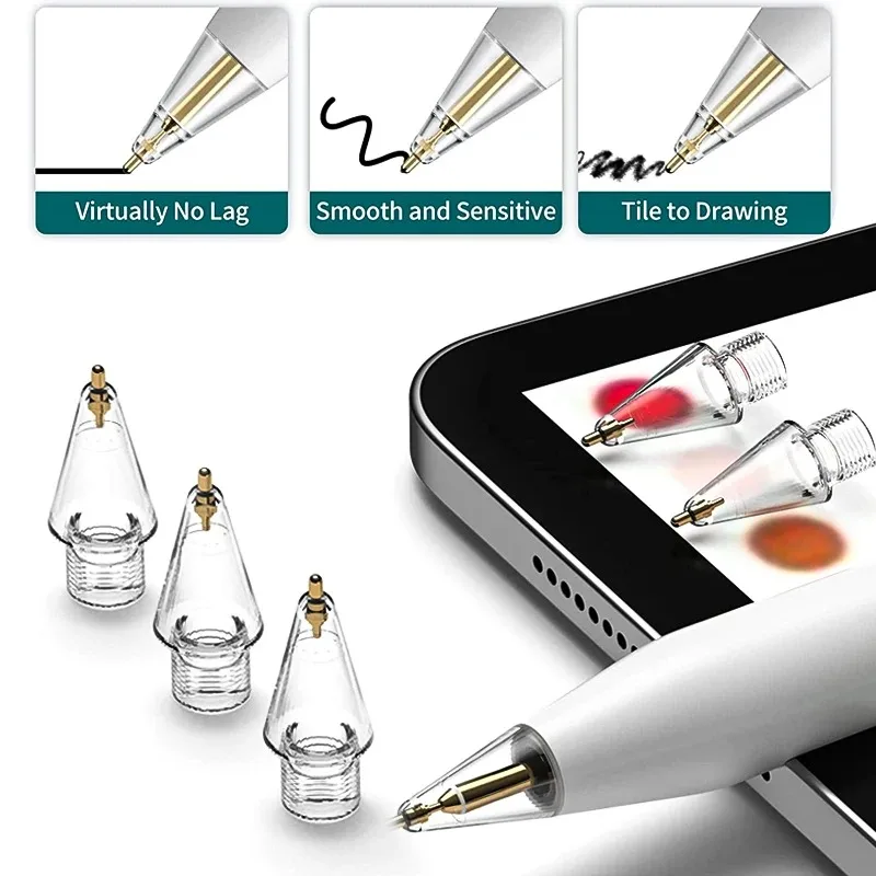 Clear Replacement Tips For Apple Pencil Pro Tips Pen Tips For Apple Pencil 1st 2nd Generation for iPad Transparent Stylus Nib