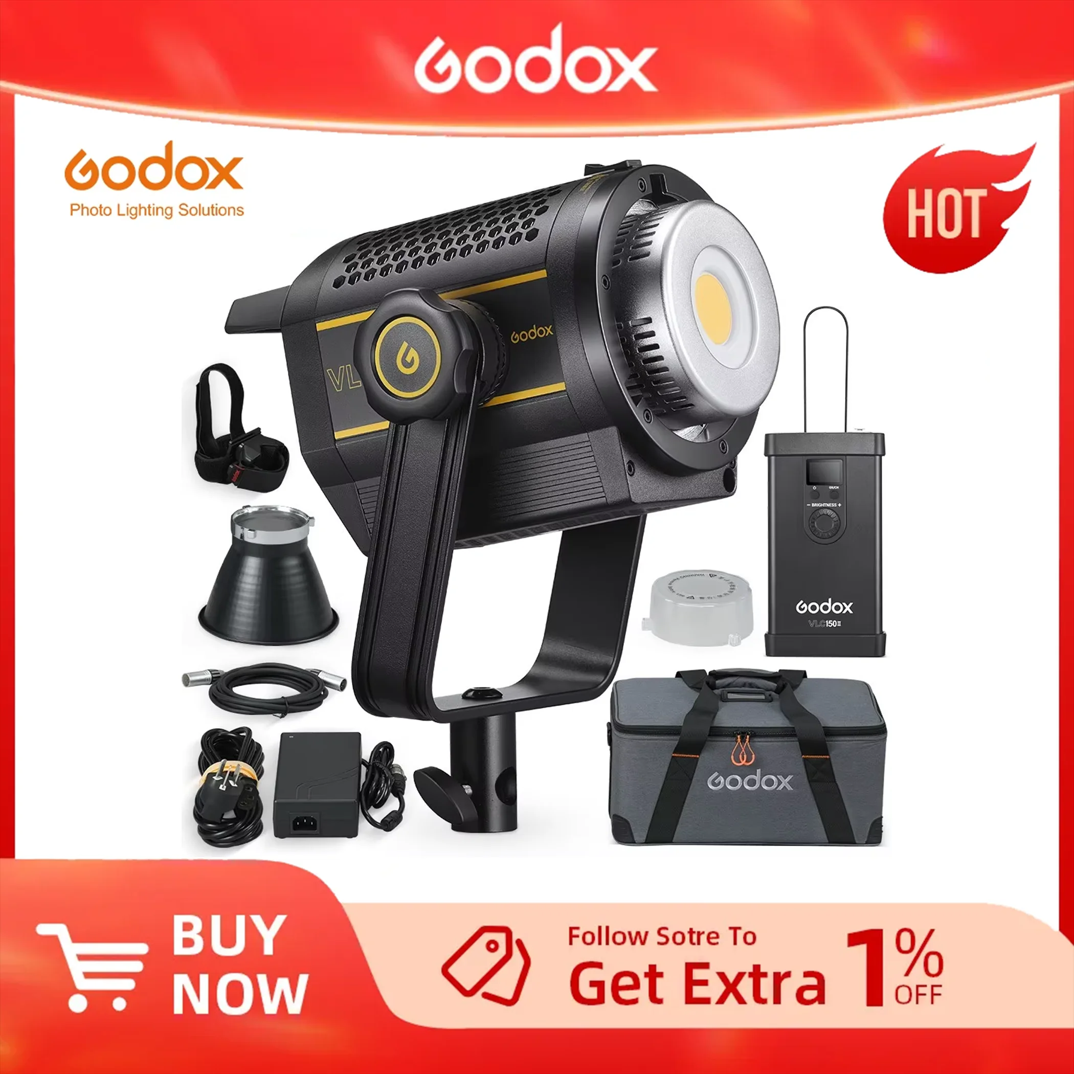 

Godox VL150II VL200II VL300II 5600K White Version LED Video Lights with Continuous Output, Bowens Mount APP Support for Studio U