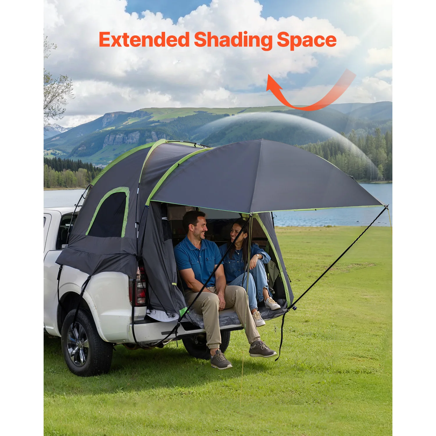 SucceBuy Pickup Truck Tent for Camping Waterproof PU2000 2-3 Person Truck Bed Tent Truck Bed Camper Shell with Expandable Awning