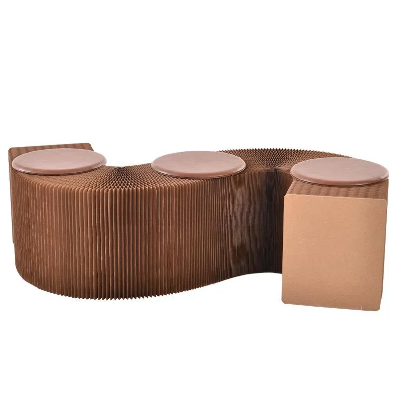 For Creative Telescopic Folding Stool Space Saving Furniture Special-shaped Organ Kraft Paper Sofa Bench