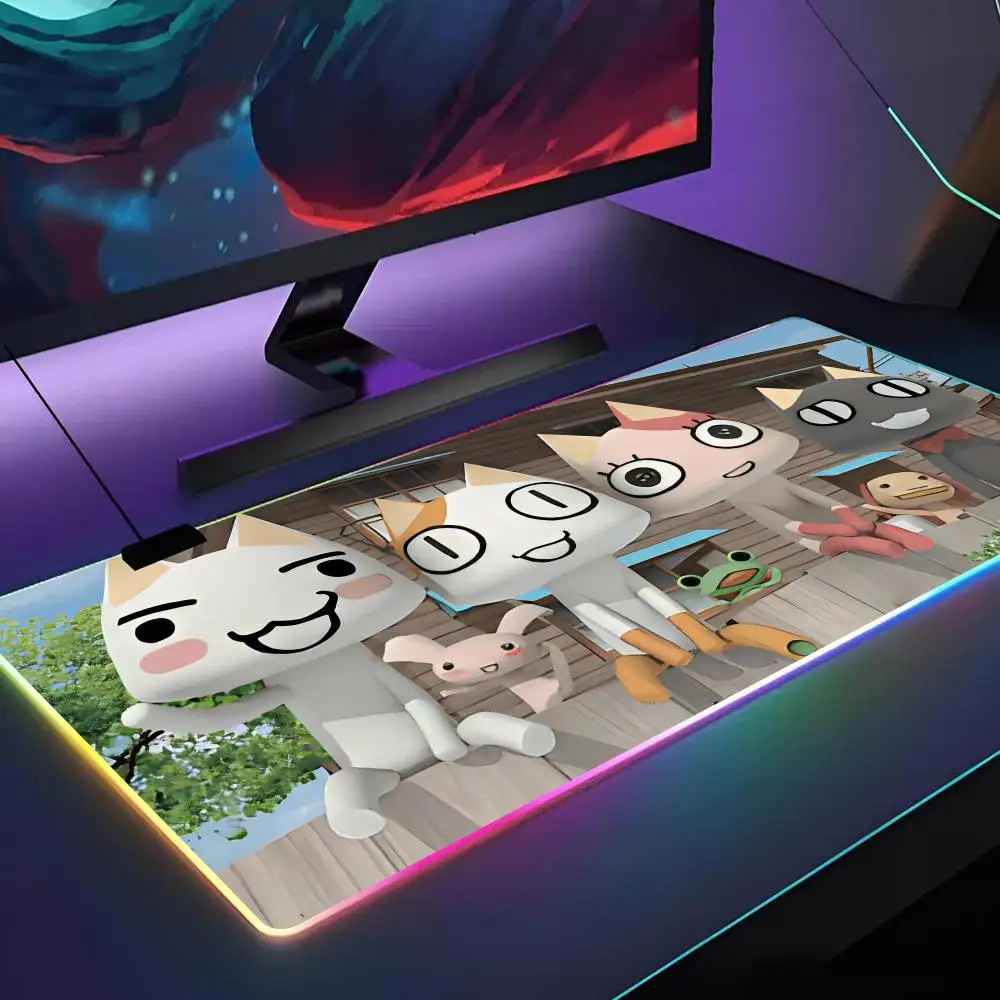 INS Cute Toro Inoue Cat Mouse Pad  Gamer RGB Deskmat Keyboard Mat Gaming Laptops LED Mousepad Desk Protector Anime Mause Mats