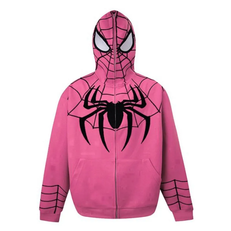 Y2k Emo Women Streetwear Hoodie Spider Web Red Zip Up Hoodies Grunge Oversized Sweatshirt Gothic Harajuku Alt Jackets Clothes