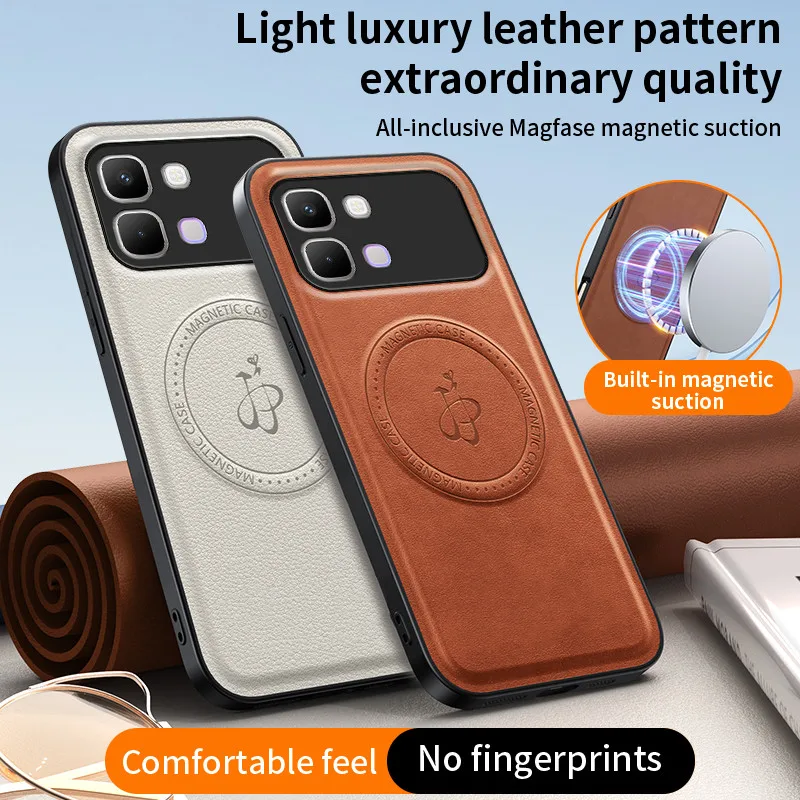 PU Leather Wireless Charging Magnetic Case for Infinix Note Edge 5G Fusion Protective Cover Hard Back Shell Coque