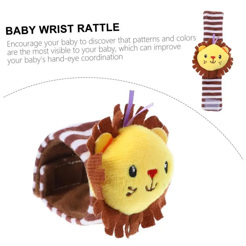 Baby Wrist Rattles Plush Soft Baby Animal Wristband Toys Funny Foot Rattles Toy Educational Baby Arm Hand Bracelet Rattle 0-3