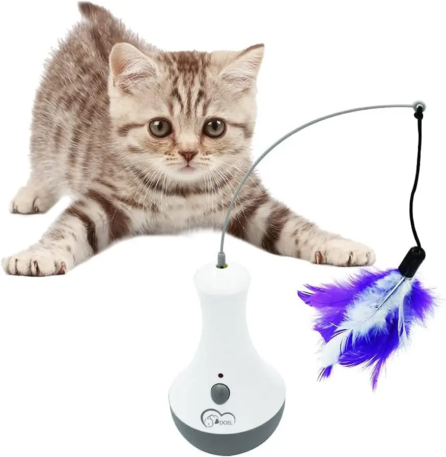 Cat Interactive Toys Funny Feather Kitten Teaser Indoor Play Automatic Toy Gift Cat Feather Toy 6
