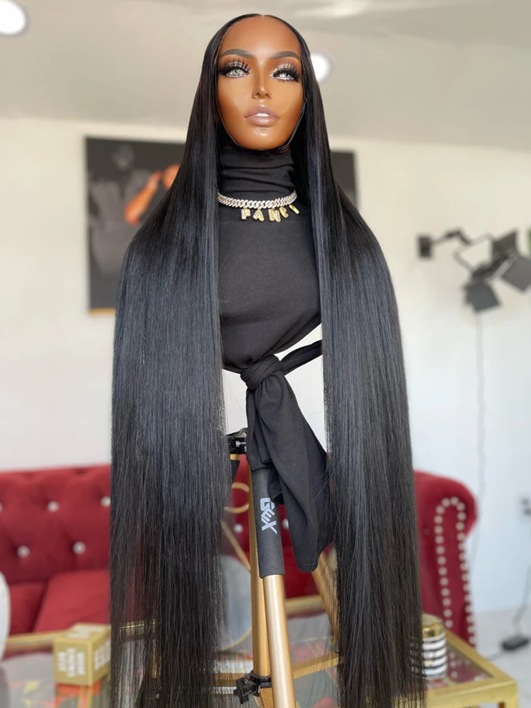 

46 Inch 13x4 13x6 HD Transparent Bone Straight Lace Front Wigs 250 Density Lace Brazilian Human Hair Wigs For Black Women