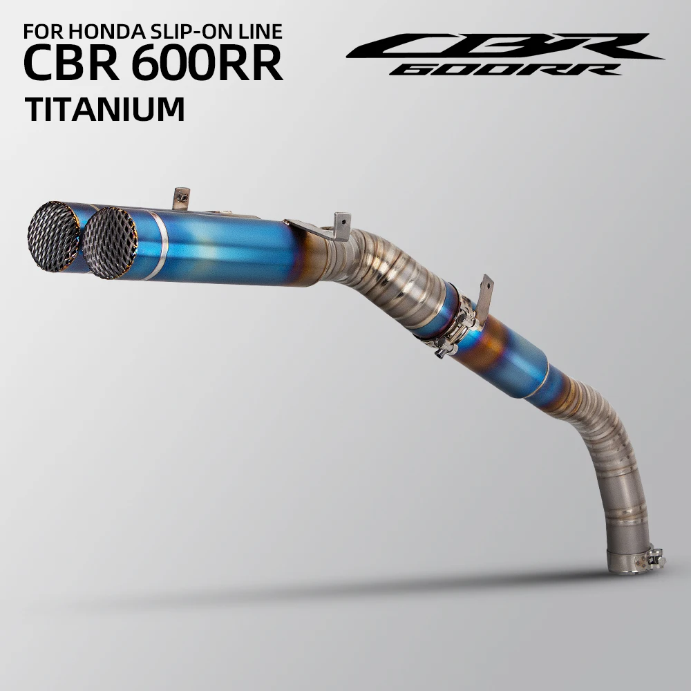 

Модифицированный полный титановый комплект выхлопной трубы мотоцикла, средняя труба, глушитель с двойным выходом для Honda CBR600RR F5 2005-2024