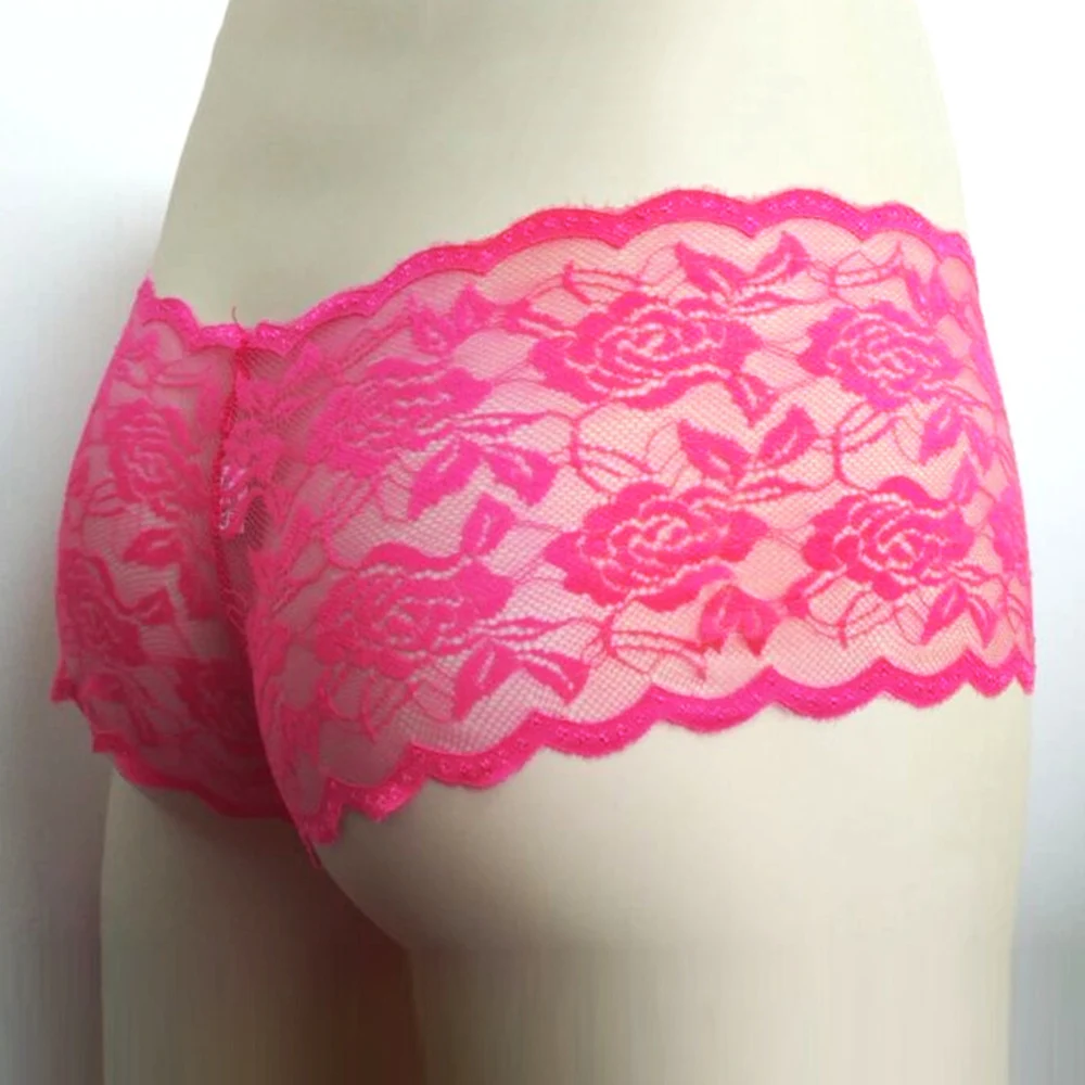 Sexy Men's Perspective Lace Underwear Lingerie Panties Low Waist Breathable U Convex Pouch Briefs Shorts