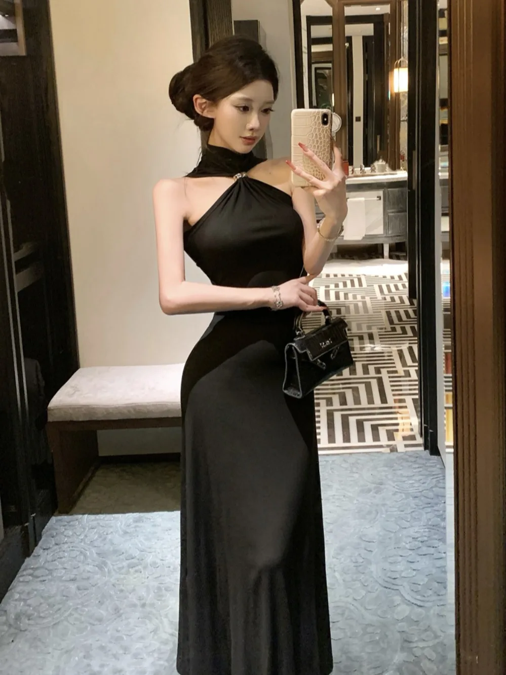 

Модная весенняя юбка-макси с завышенной талией, облегающая, сексуальная, без рукавов