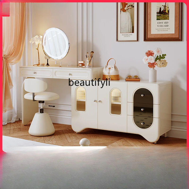 

Dresser, chest, integrated French cream style solid wood corner makeup table, simple and modern