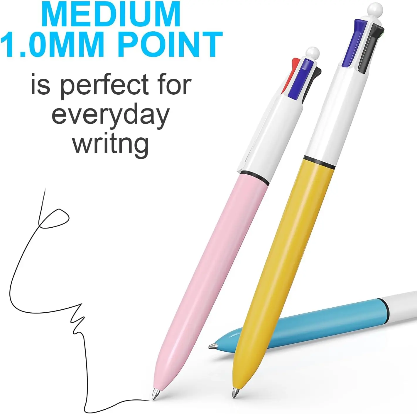 8 Pack Ballpoint Pens Multicolor 4-in-1 Colored Smooth Writing for Planner Journaling 0.7mm Multicolor Pens