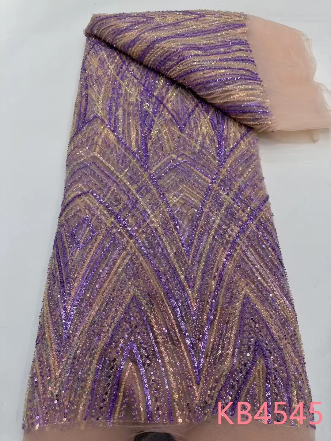 African Gold Beads French Mesh Sequins Fabrics High Quality 2025 Sequence Tulle Lace Nigerian Embroidery Lace For Sewing KB4545