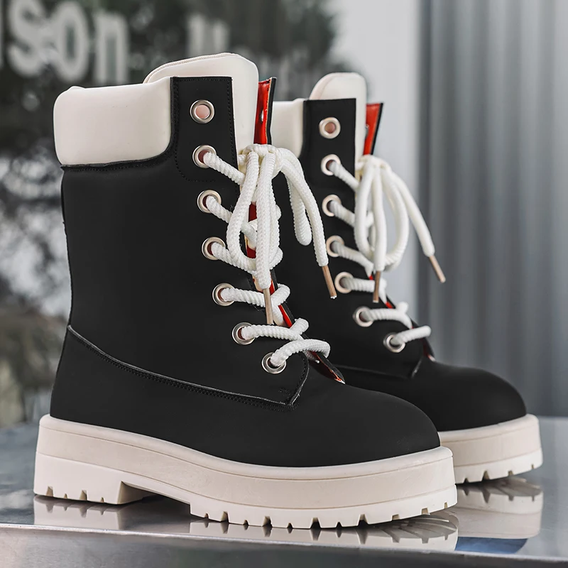 

Thick Sole Keeping Warm High Top Sneakers 2025 Autumn Men's Casual Shoes Fashion Comfortable Outdoor Anti Slip Male Ankle Boots