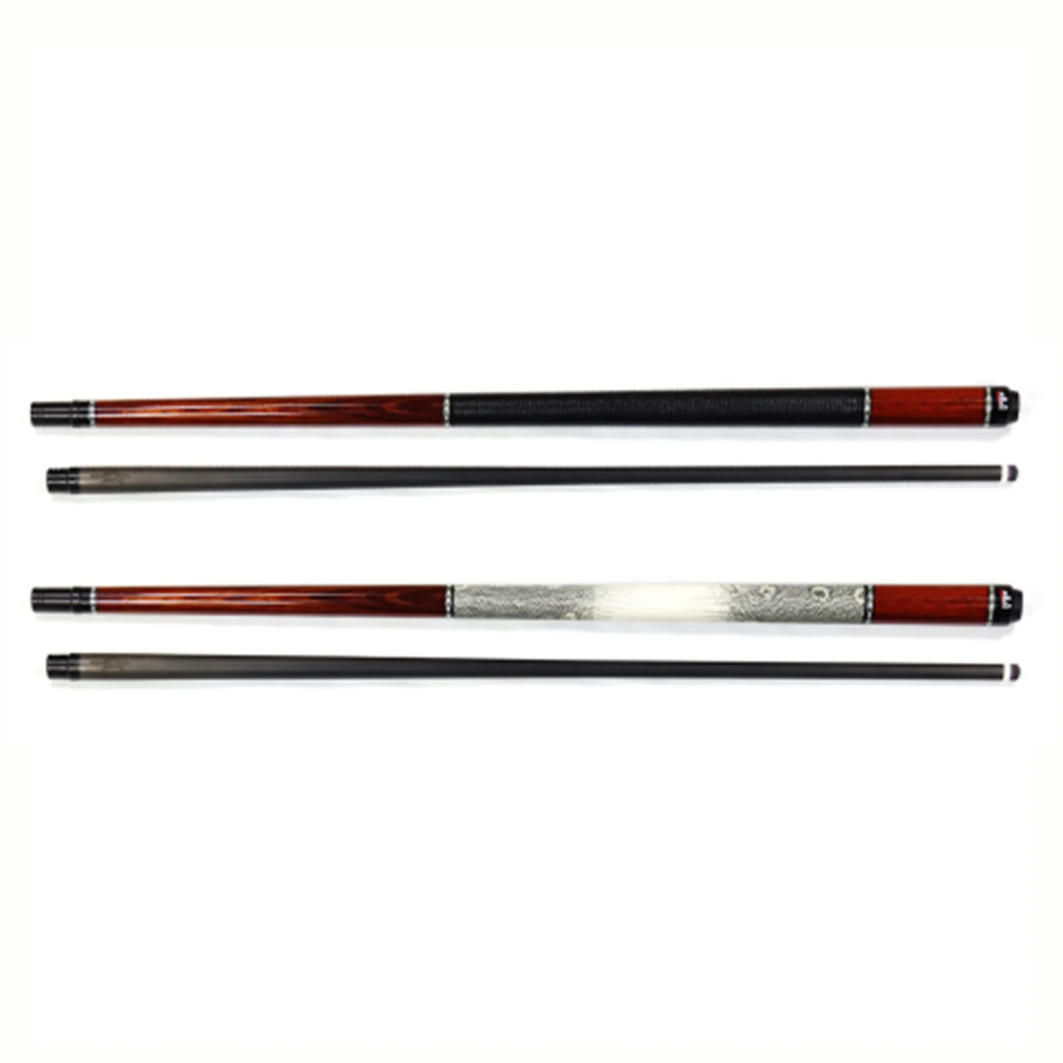 YFen 58'' 1/2-pc Billiard Pool Cue with Carbon Fiber Shaft with Real Leather Wrap Stainless steel 9 Threads Radial Pin