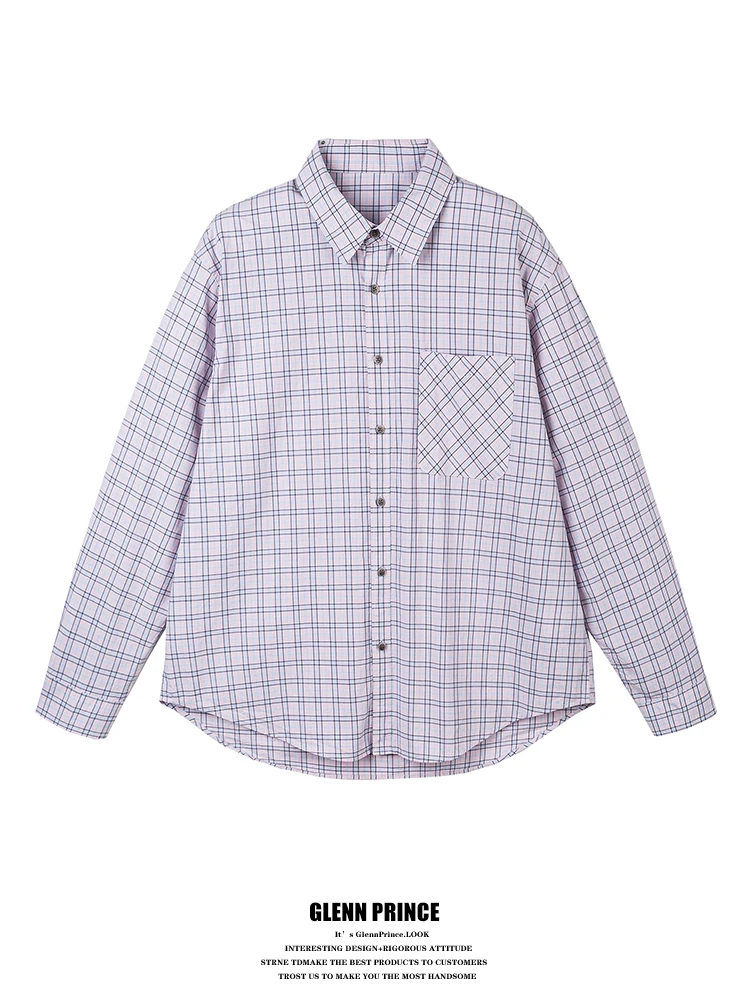 

Мужская свободная рубашка в клетку GPstudio Hong Kong, весна 2026, повседневная, для пар, из хлопка