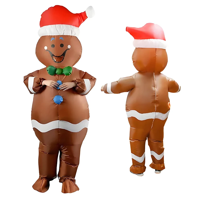 

Christmas Inflatable Costume Christmas Party Props Gingerbread Man Cartoon Doll Suit Special Use Clothing Unique Role Props