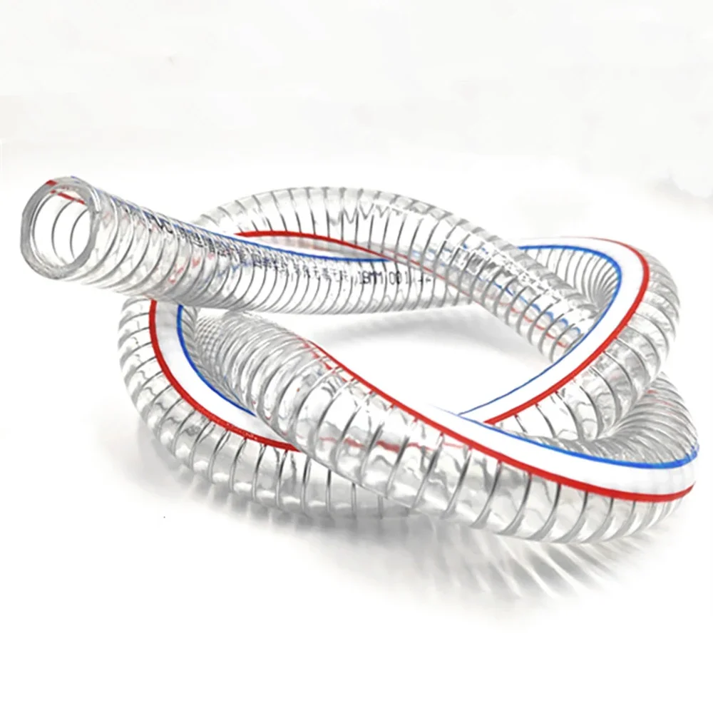 1-4 Meter PVC Transparent Steel Wire Pipe Steel Wire Oil Pipeline Plastic Hose ID OD 15-83mm 10-75mm Acid Alkali&Oil Resistant
