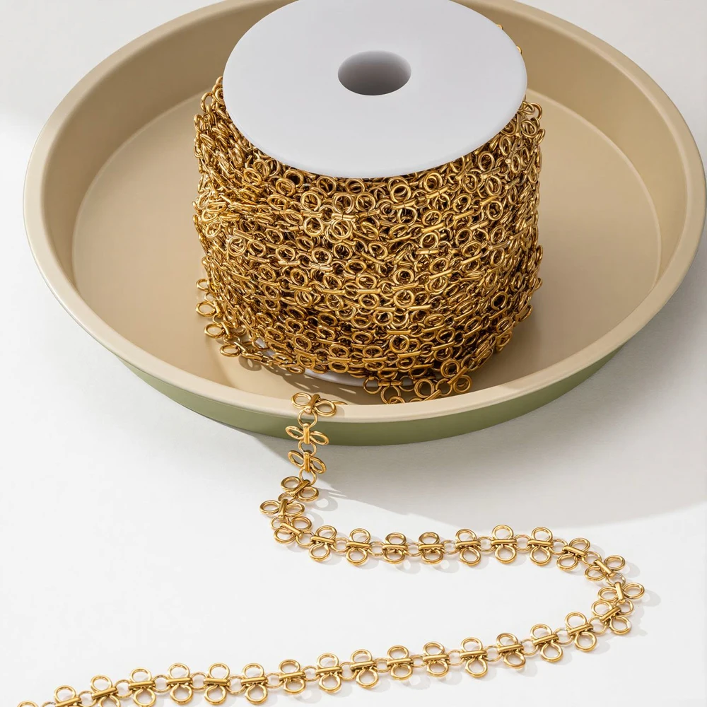 0,5 Meter/1 Meter Schleifenanhänger Schmuckkette, vergoldete Edelstahlketten für DIY Schmuckherstellung, Halsketten- und Armbandzubehör – Detail 6