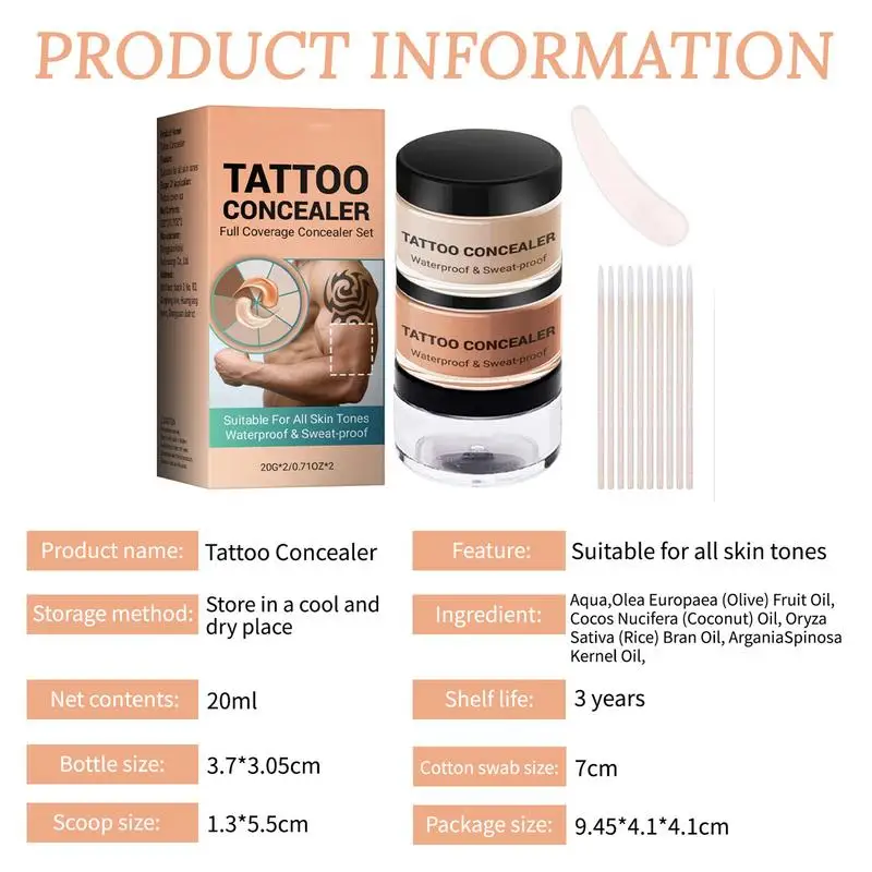 Body Birthmark Scar Spots Cover Cream Waterproof Tattoo Concealer Freckle Birthmarks Cover Concealer Face Body Concealer base