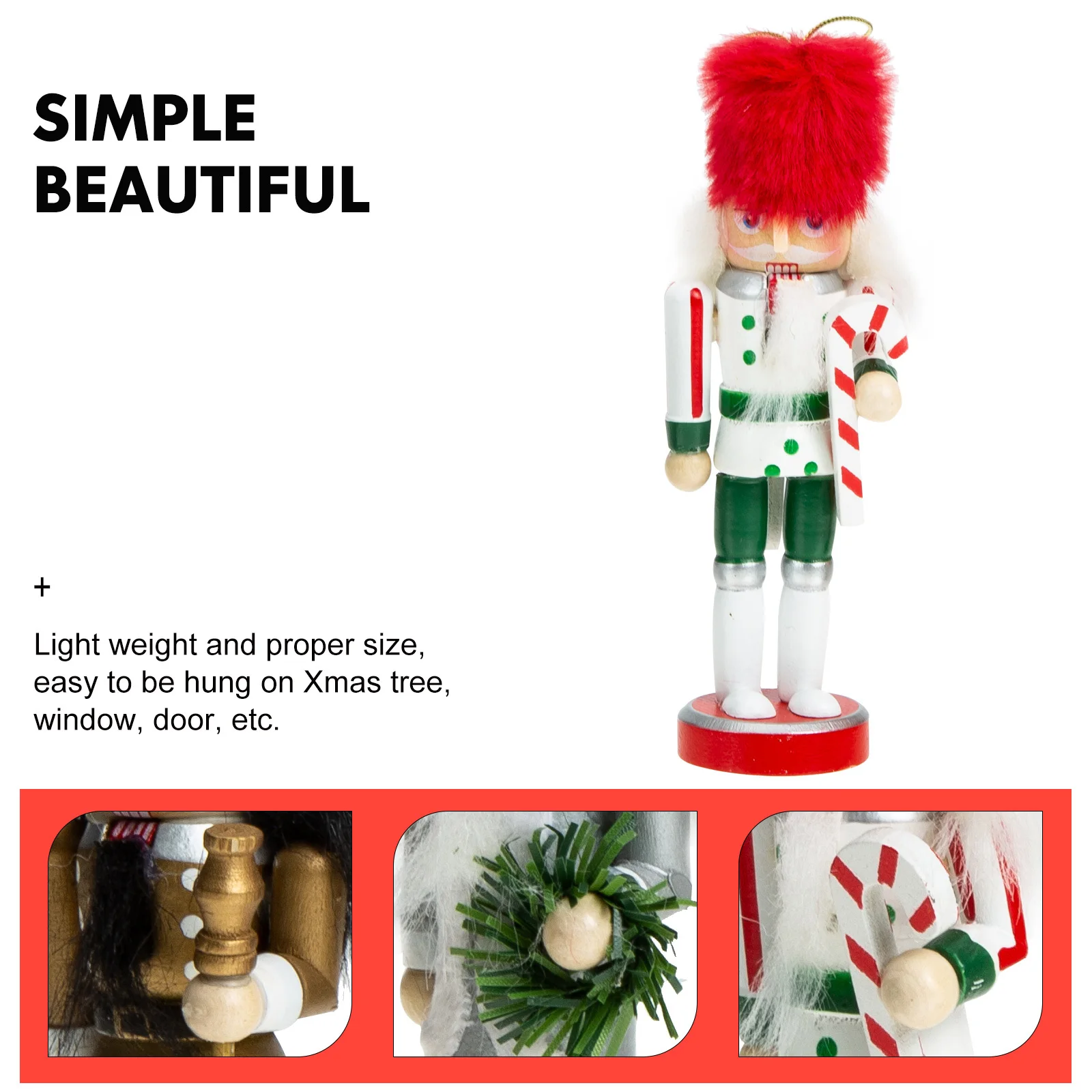 

5Pcs Xmas Hanging Soldier Adorn Lightweight Proper Size for Tree Window Door Decoration Walnut Soldier Pendants