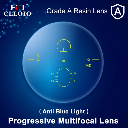 CLLOIO lentes progresivas antiluz azul 1,56 1,61 1,67 1,74 HD prescripción óptica bifocal miopía hipermetropía lente multifocal