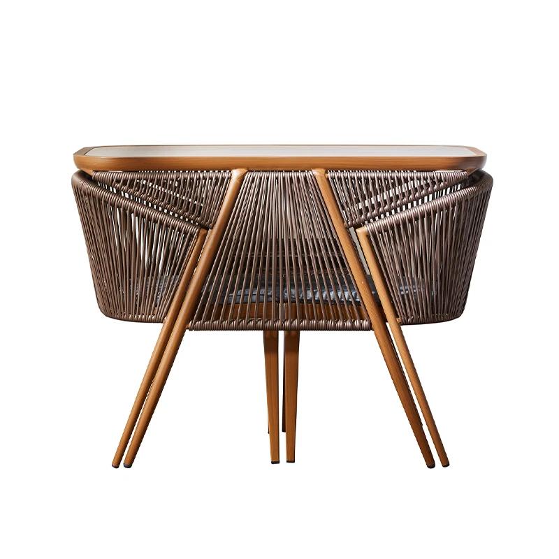 

Balcony tea table and chair combination three-piece Nordic indoor and outdoor leisure mini light luxury rattan chair