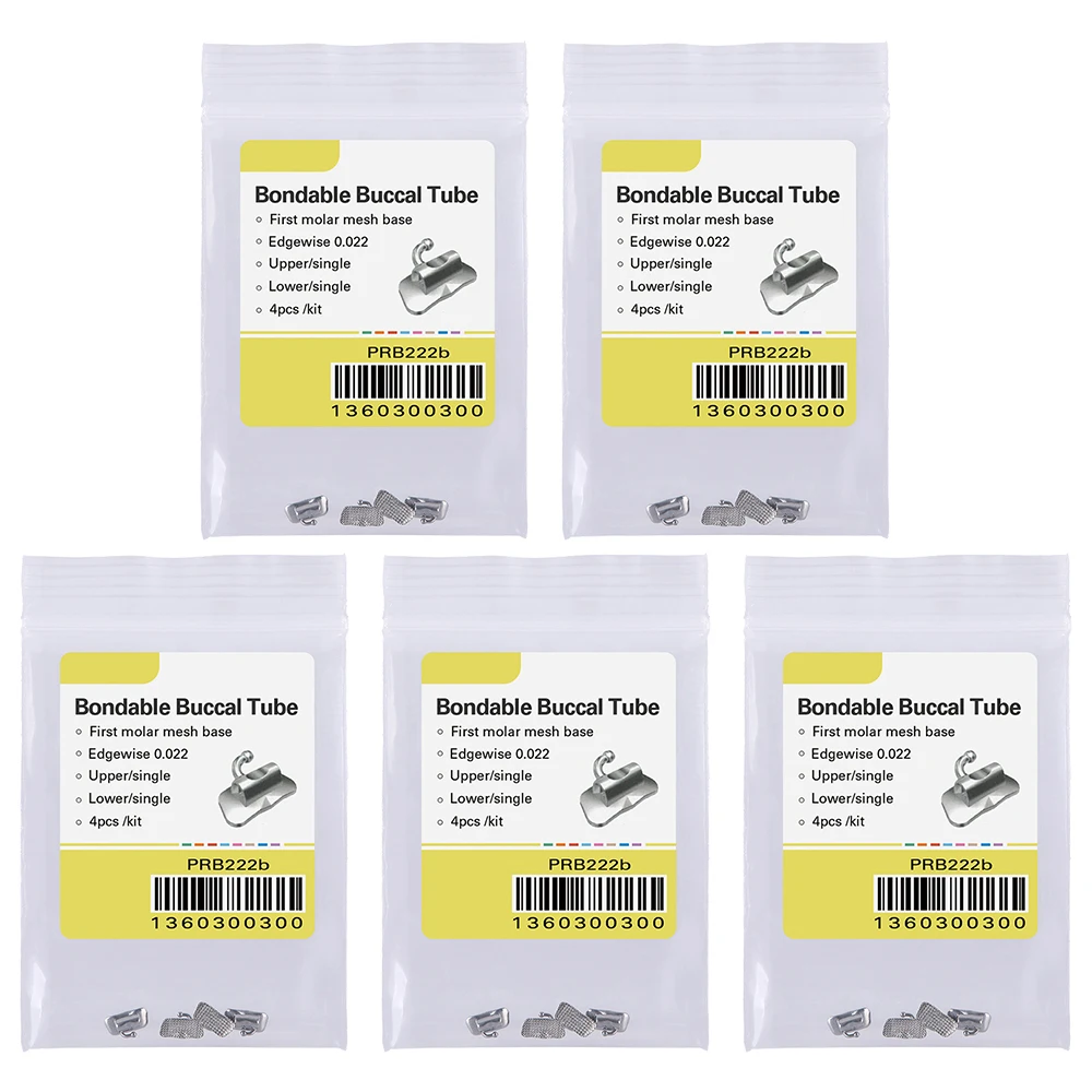AZDENT 20 Stück = 5 Kits Zahnkieferorthopädisches verklebbares Bukkalröhrchen für 1./2. Molar Mesh Base Nicht umwandelbares Einzelrohr Roth/MBT – Detail 5