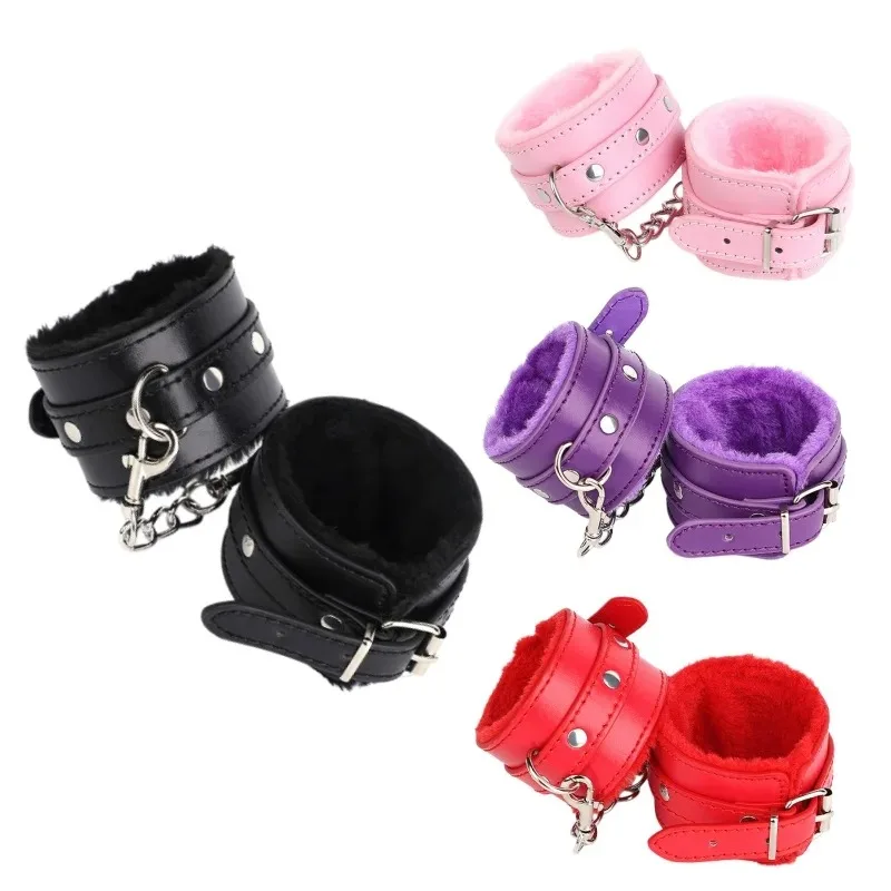 Adjustable Soft Plush BDSM Bondage Cuffs Handcuffs Ankle Cuffs Erotic Role Play Game Accessory Adult 18+ Toys For Couples