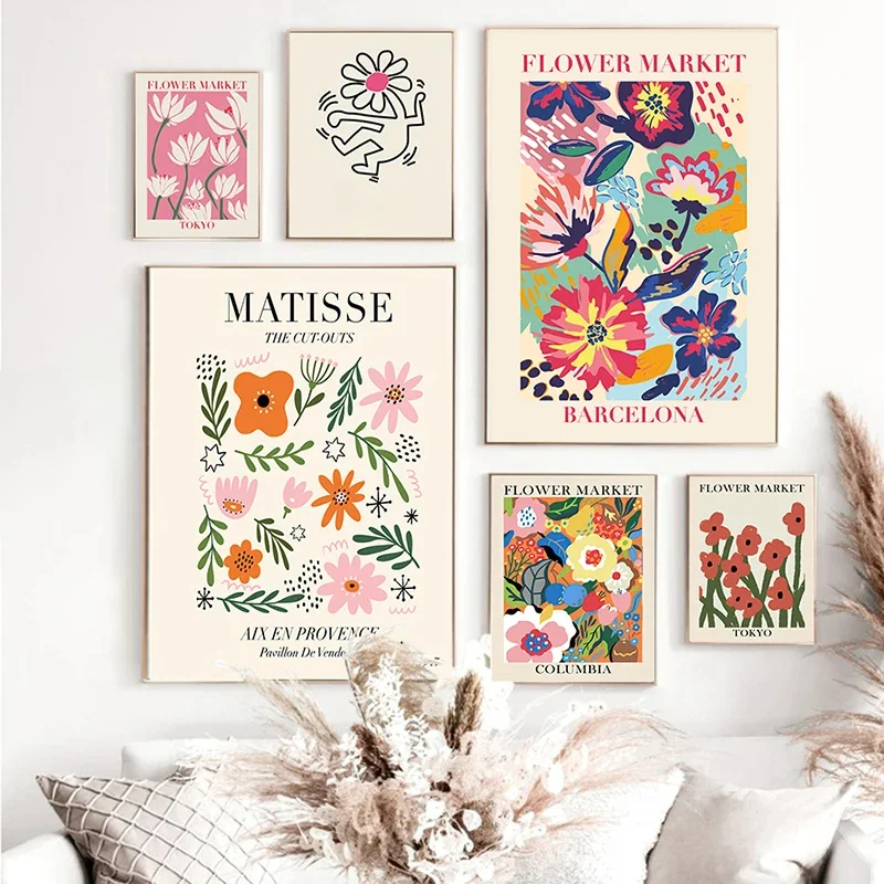 Póster de Matisse, pintura abstracta en lienzo, arte de pared, carteles de mercado de flores e impresiones, imágenes de pared para decoración del